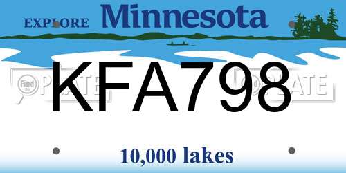 KFA798 Minnesota License Plate