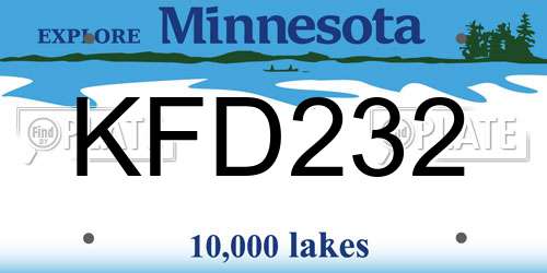 KFD232 Minnesota License Plate