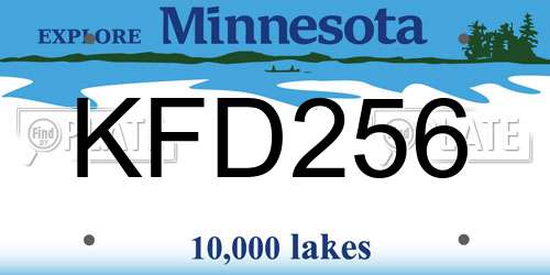 KFD256 Minnesota License Plate