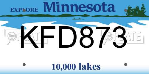 KFD873 Minnesota License Plate