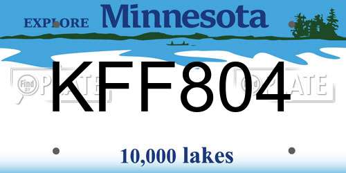 KFF804 Minnesota License Plate