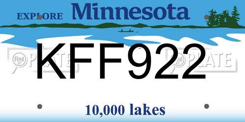 KFF922 Minnesota License Plate