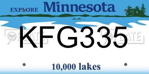 KFG335 Minnesota License Plate