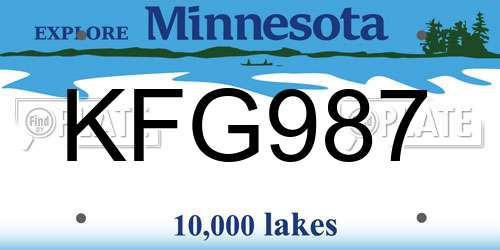 KFG987 Minnesota License Plate