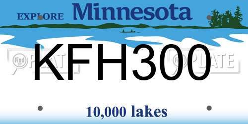 KFH300 Minnesota License Plate