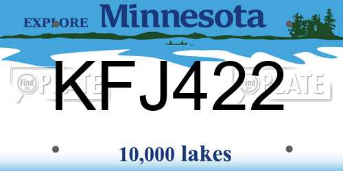 KFJ422 Minnesota License Plate
