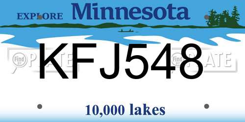 KFJ548 Minnesota License Plate