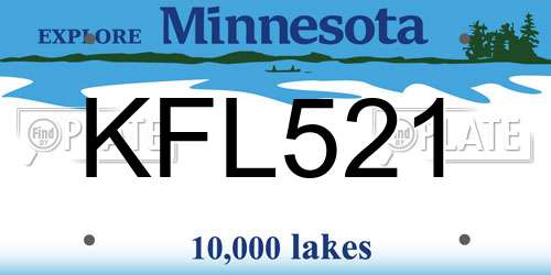 KFL521 Minnesota License Plate