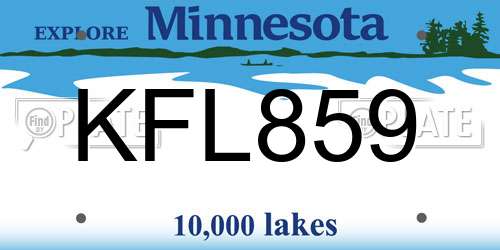 KFL859 Minnesota License Plate