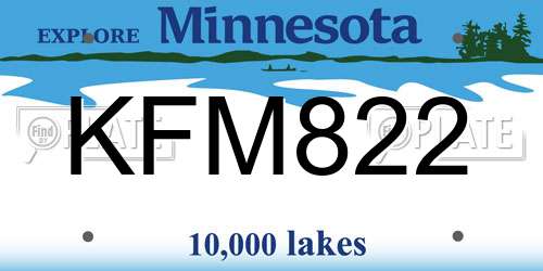 KFM822 Minnesota License Plate