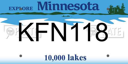 KFN118 Minnesota License Plate