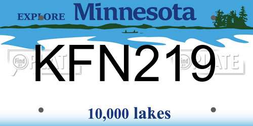 KFN219 Minnesota License Plate