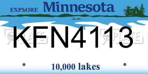 KFN4113 Minnesota License Plate