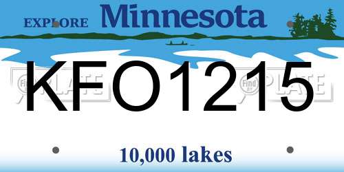 KFO1215 Minnesota License Plate