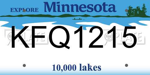 KFQ1215 Minnesota License Plate