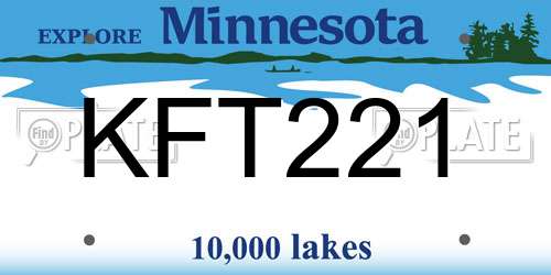 KFT221 Minnesota License Plate
