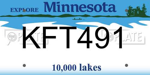 KFT491 Minnesota License Plate
