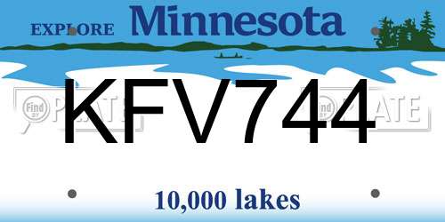 KFV744 Minnesota License Plate