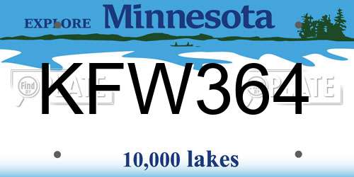KFW364 Minnesota License Plate