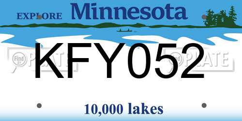 KFY052 Minnesota License Plate