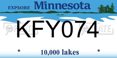 KFY074 Minnesota License Plate