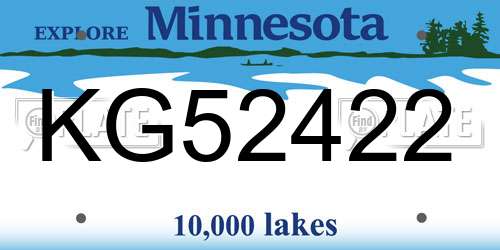 KG52422 Minnesota License Plate
