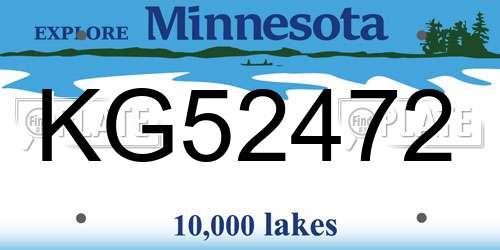 KG52472 Minnesota License Plate