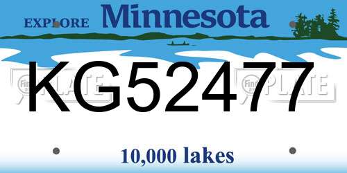 KG52477 Minnesota License Plate