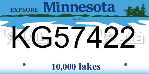 KG57422 Minnesota License Plate