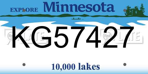 KG57427 Minnesota License Plate