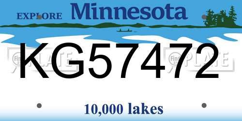 KG57472 Minnesota License Plate