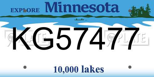 KG57477 Minnesota License Plate