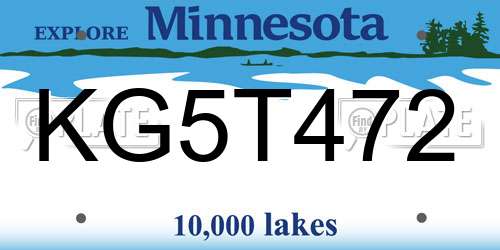 KG5T472 Minnesota License Plate