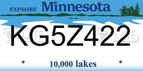 KG5Z422 Minnesota License Plate