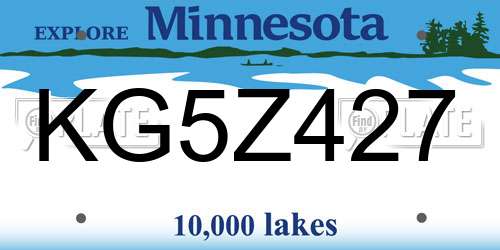 KG5Z427 Minnesota License Plate
