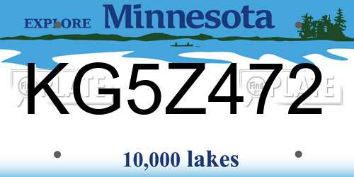 KG5Z472 Minnesota License Plate
