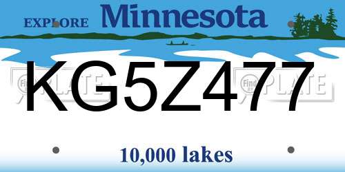KG5Z477 Minnesota License Plate