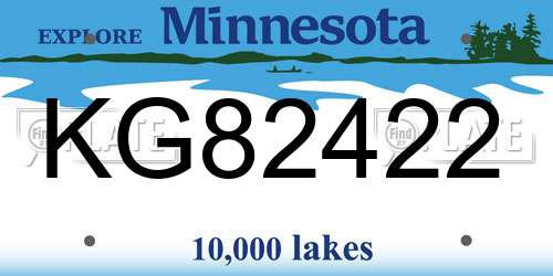 KG82422 Minnesota License Plate