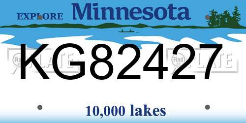 KG82427 Minnesota License Plate