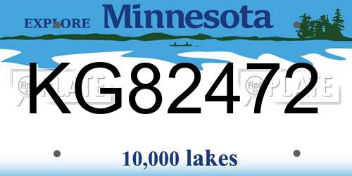 KG82472 Minnesota License Plate