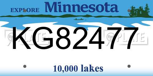 KG82477 Minnesota License Plate