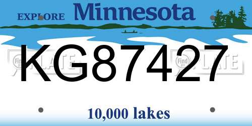 KG87427 Minnesota License Plate