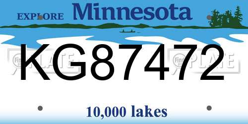 KG87472 Minnesota License Plate