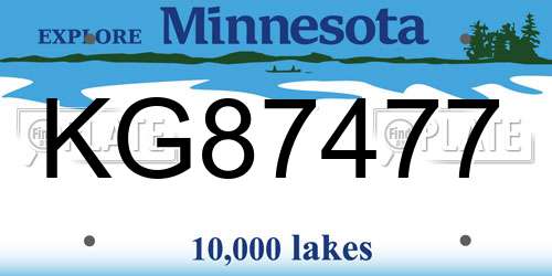 KG87477 Minnesota License Plate