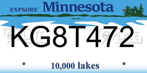 KG8T472 Minnesota License Plate