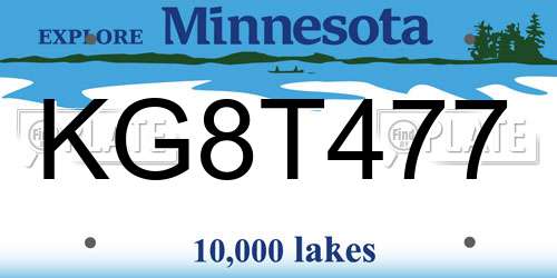 KG8T477 Minnesota License Plate