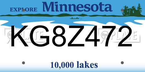 KG8Z472 Minnesota License Plate