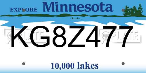 KG8Z477 Minnesota License Plate
