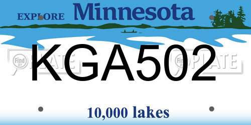 KGA502 Minnesota License Plate