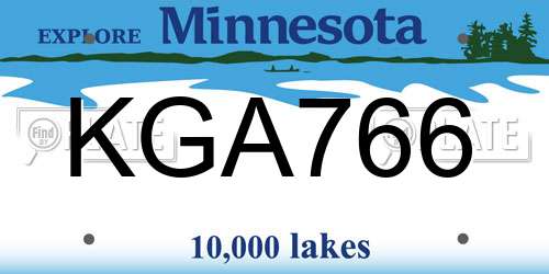 KGA766 Minnesota License Plate